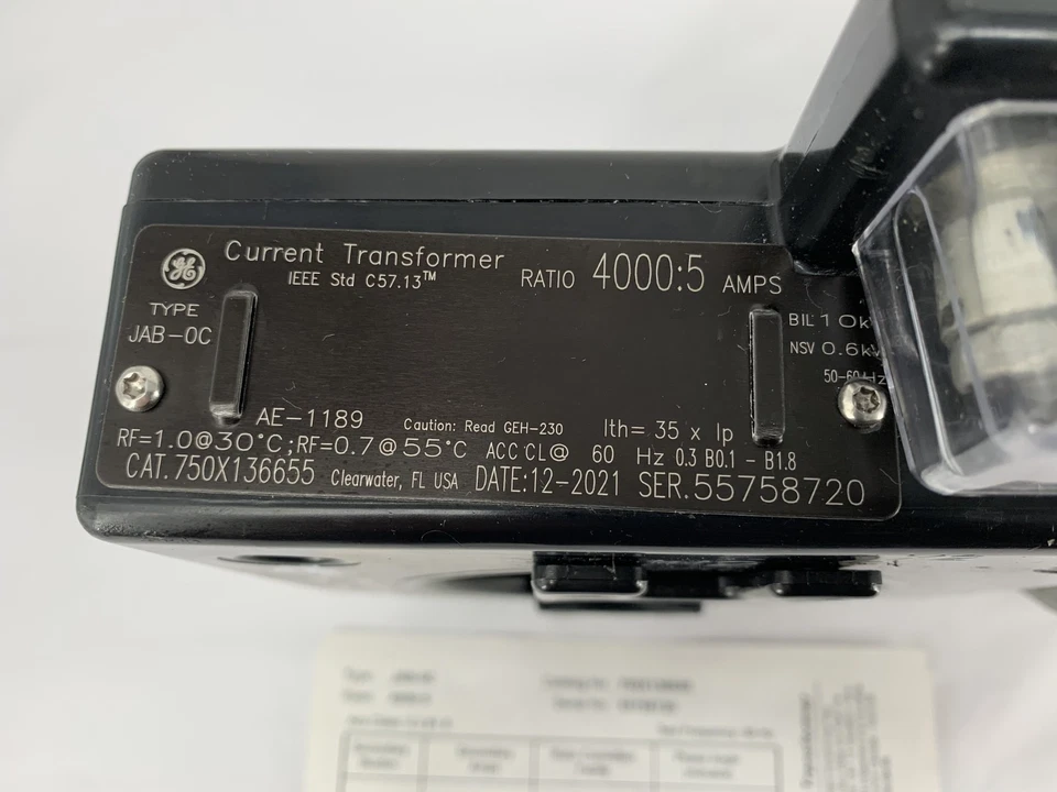 GE ITI 750X136655 Instrument Transformer CT Indoor Model JAB-0C Ratio 4000:5A - Image 2 of 4