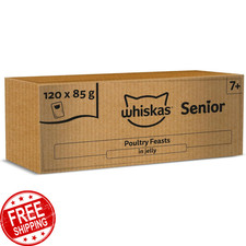 WHISKAS - 7+ Senior Wet Cat Food Pouches 120 x 85 g In Jelly Bulk Cat Food Me 3.43 per kilo