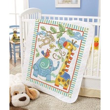 Baby by Herrschners® Safari Buddies Value Baby Quilt Stamped Cross-Stitch
