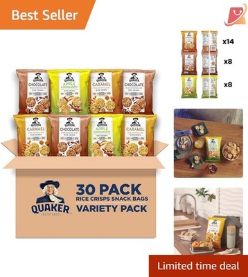 Gluten-Free Rice Crisps Pack 30 Bags Sweet Flavors Caramel Apple Cinnamon
