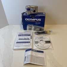 Olympus FE 210 Digital Camera / Silver 7.1MP w/ Box 1 GB XD Card Cords CDs