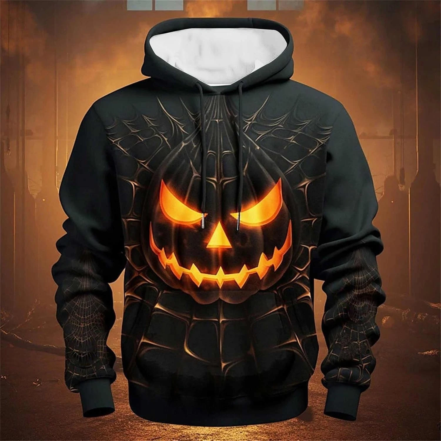Scary Pumpkin Hoodie – Halloween Jack O’Lantern Face Pullover Streetwear