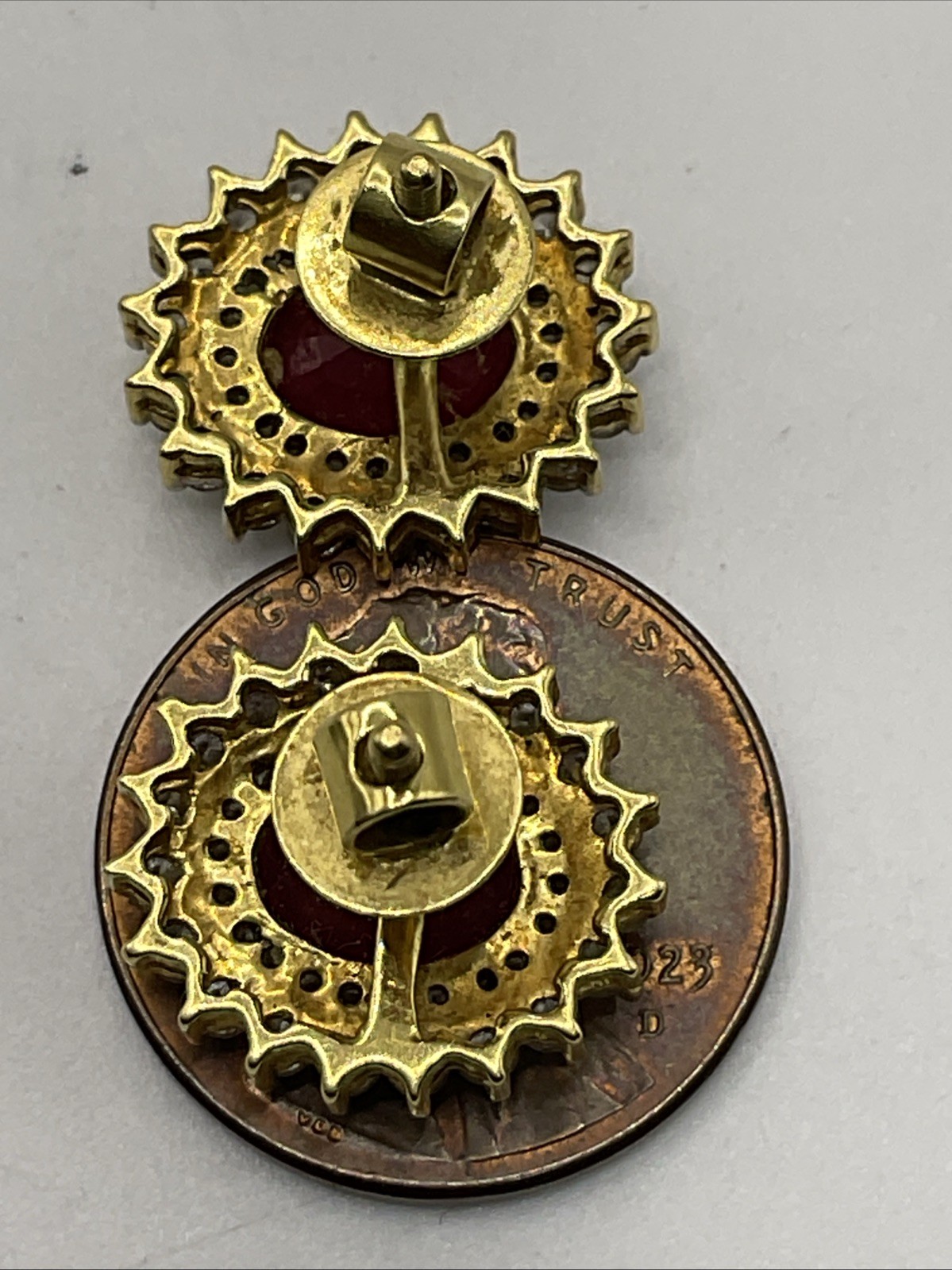 VINTAGE HANDMADE Solid 18K Yellow Gold Ruby & Dia… - image 15