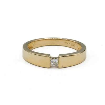 Ring mit Diamant Solitär im Princesscut 0,12 ct. in 14 Kt. 585 Gold Gr. 57 - Bild 1 von 4