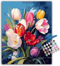 Paint by Numbers Kit for Adults Beginner, Flowers 16x20 Inch, LBOP1PNF07