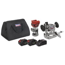 Image of Sealey 20V SV20 Series Cordless Trimming Router kit - 2 Batteries - CP20VTRKIT