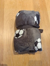 Super Soft Fleece Football Blanket Cosy Kids Grey
