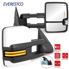 Pair White Painted Tow Mirrors Switchback For 03-07 Chevy Silverado GMC Sierra