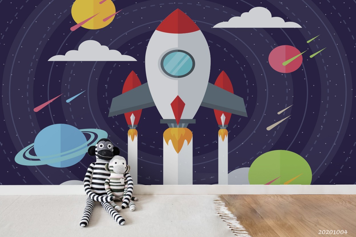 3D Space Rocket Planet Illustration Wall Murals Wallpaper Murals Wall Sticker 24