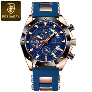 POEDAGAR Luxury Men Watch Waterproof Luminous Date Man Wristwatch Chronograph