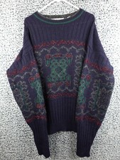 Vintage John Ashford Sweater Wool Blend Men's XL Made in Italy Striped