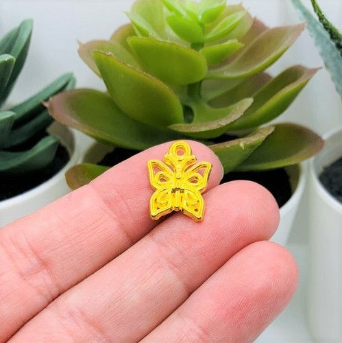 Dije de mariposa de oro amarillo 4, 20 o 50 piezas a granel - vendedor de EE. UU. - GL1015 - Imagen 2 de 4
