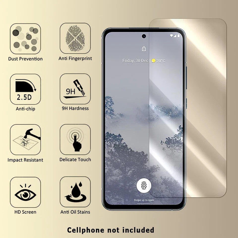 Funda protectora de pantalla de vidrio templado de dureza 9H TPU suave para Nokia X30 5G Foto 3 de 4