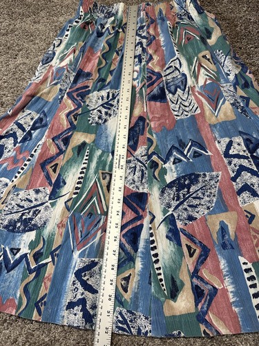 RARE Vtg Medium Boho Skirt Colorful Pastel Aztec Southwestern Midi Maxi USA 90s - Picture 7 of 8