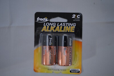 2 packs of Freds Long Lasting Alkaline 2C Batteries  2ea Count (4 tot Batteries)