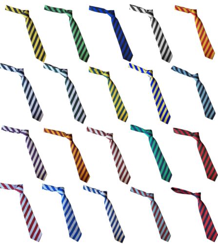 High School Tie Equal Block Stripe Hand Made in UK - Afbeelding 1 van 22