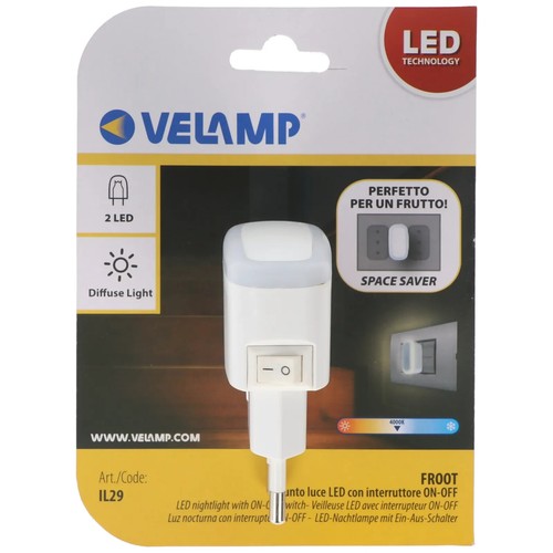 PUNTO LUCE LED LAMPADA SEGNAPASSO CON INTERRUTTORE 2 LED LUCE NOTTURNA 0,3 W - Foto 6 di 9
