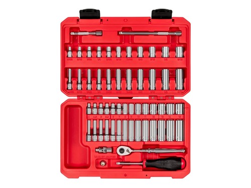 1/4 Inch Drive 6-Point Socket and Ratchet Set, 56-Piece (5/32 - 9/16 in., 4 -15) - Picture 1 of 7