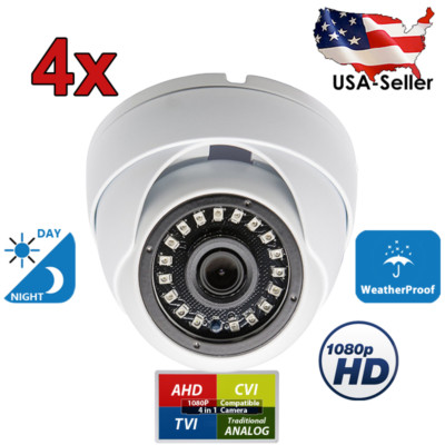 Evertech 4 Pcs 1080p CCTV Security Camera Outdoor Indoor Night  TVI AHD CVI Dome
