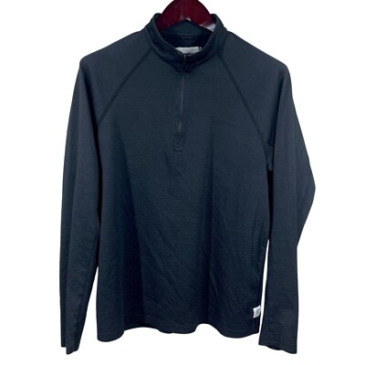 Reigning Champ 1/4 Zip Pullover Mens L Black Micro Fleece Long