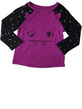 Infant  Toddler Girls Black  Purple Vampire Bat Glitter Halloween Tee Shirt