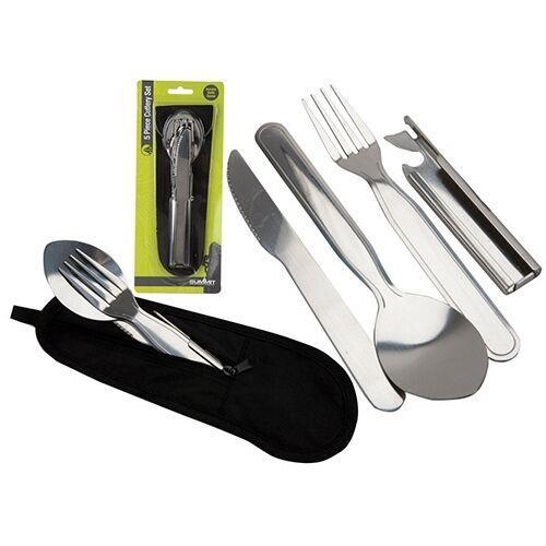 Summit 5pc Cutlery Set Knife Fork Spoon Camping Picnic Festival Outdoor Eating