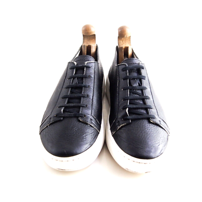 Santoni Low Top Sneakers Black Leather Mens Shoe Size US  display picture 1