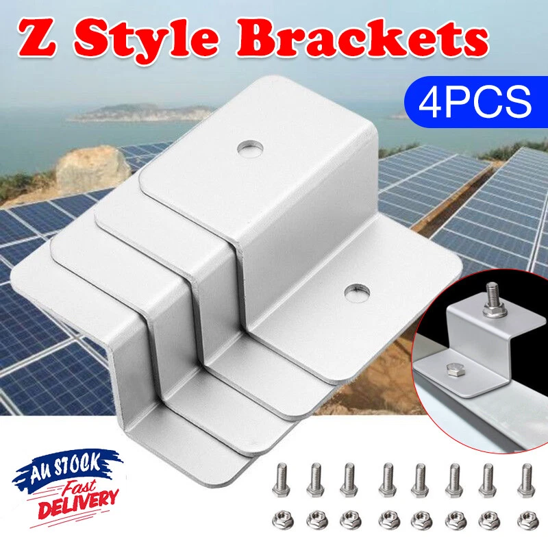 4 PCS Solar Panel Z-Bracket Mounting Flat Roof Yacht RV Mount Aluminum Kit AU