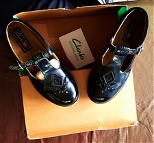 Clarks Girls Black Leather Buckle-up Shoes  Lavender Black Patent Size 12 ½