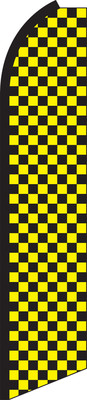 Checkered Black Yellow Swooper Flag Feather Super Bow Banner