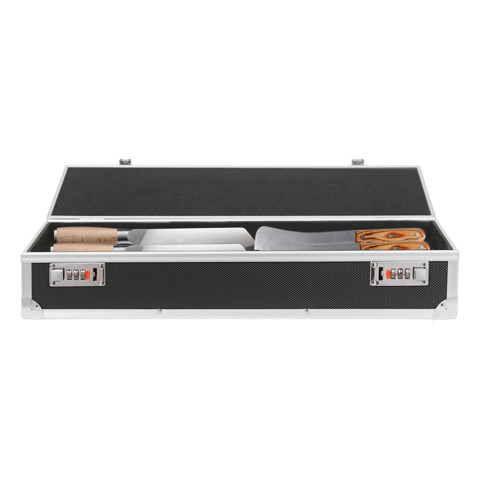 Estuche para cuchillos portátil de 8 ranuras con cerraduras para chefs - Organizador seguro Foto 4 de 4