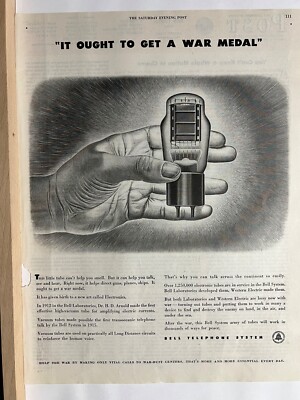 Vintage 1943 Kriegswerbung - Glockensystem. Zweiter Weltkrieg Druckanzeigen (Ot2)