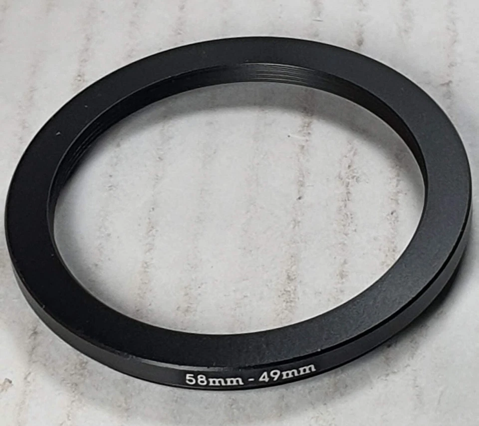 58-49mm Step-Down Lens Filter Converter Adapter Ring 58mm-49mm Metal E58 to E49 - Image 4 of 4