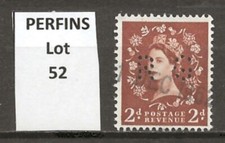 GB PERFIN - Lot 52 - QEII 2d wilding "R G" - good condition