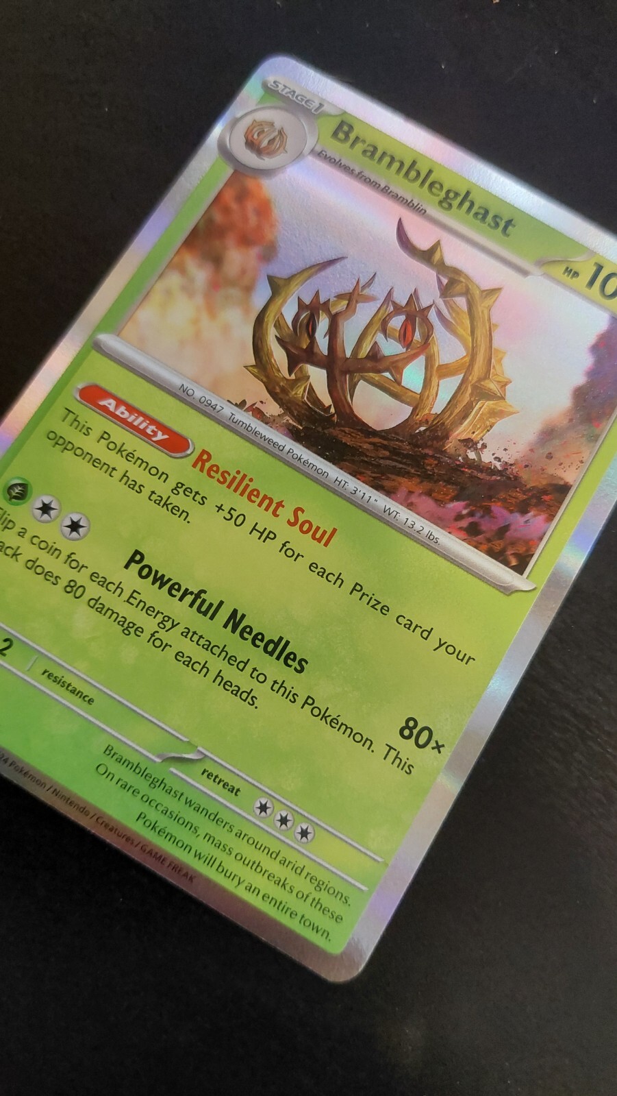 Brambleghast 21/162 Holographic Pokemon card