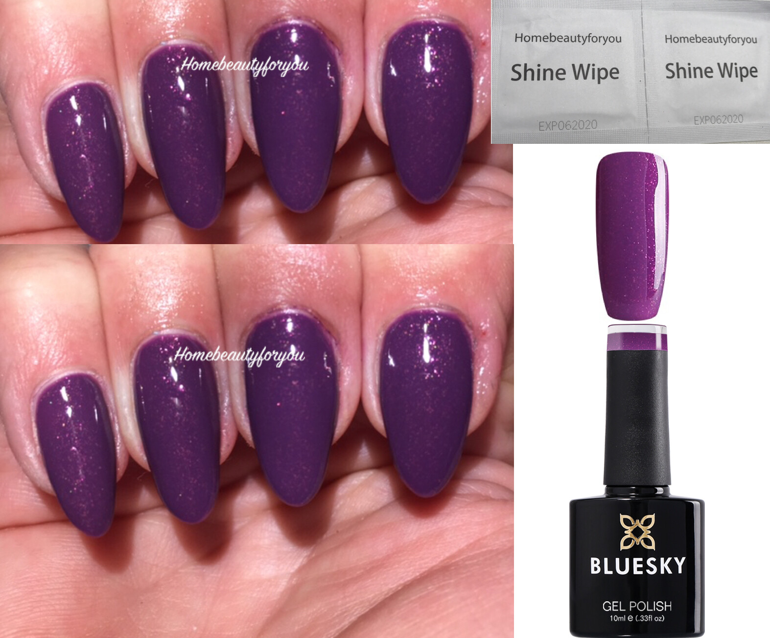 BLUESKY GEL NAIL POLISH PURPLE LILAC PLUM SHIMMER LED UV SOAK OFF