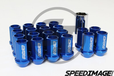 VOLK RACING RAYS STRAIGHT L42 LUG NUTS SET 12X1.5 1.5 BLUE DURA LOCK ACORN
