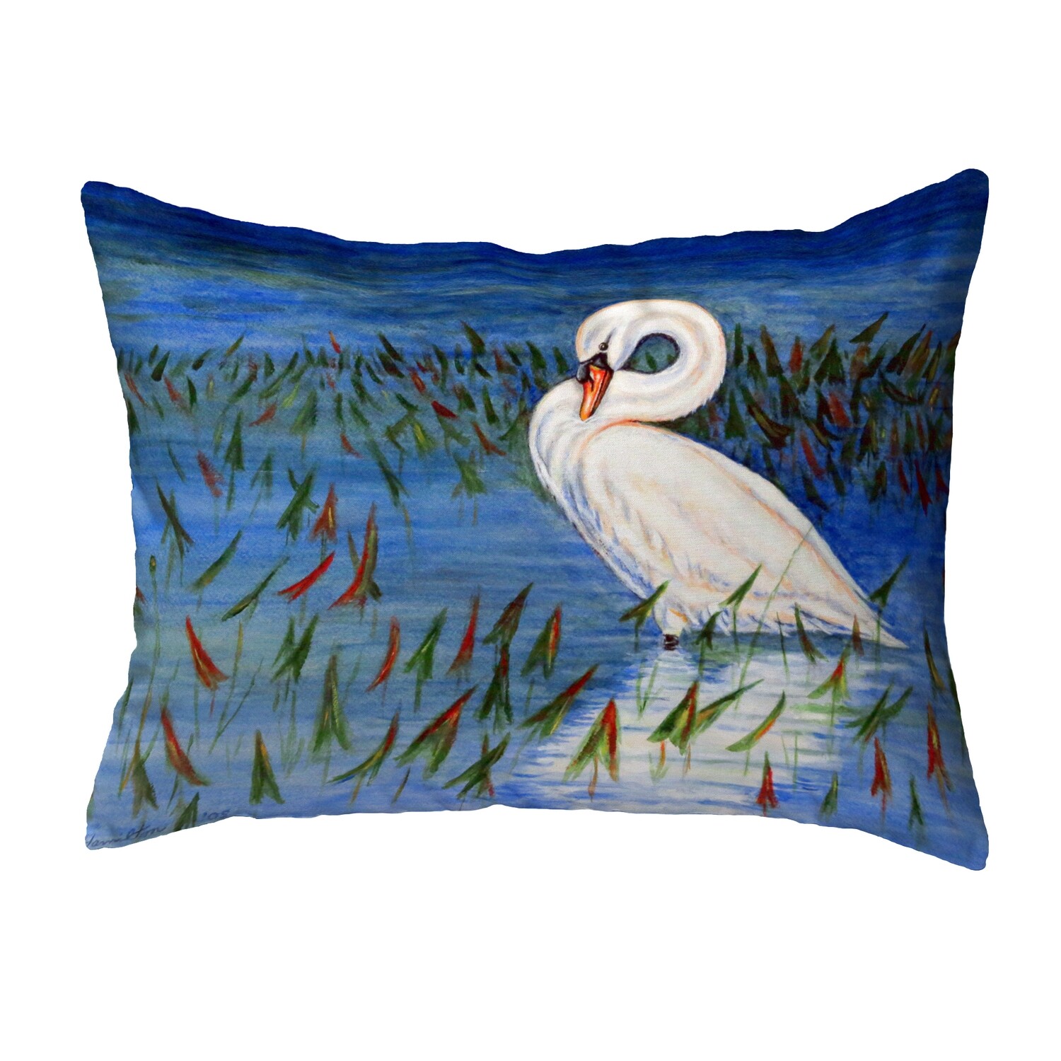 Betsy Drake Mute Swan No Cord Pillow 18x18