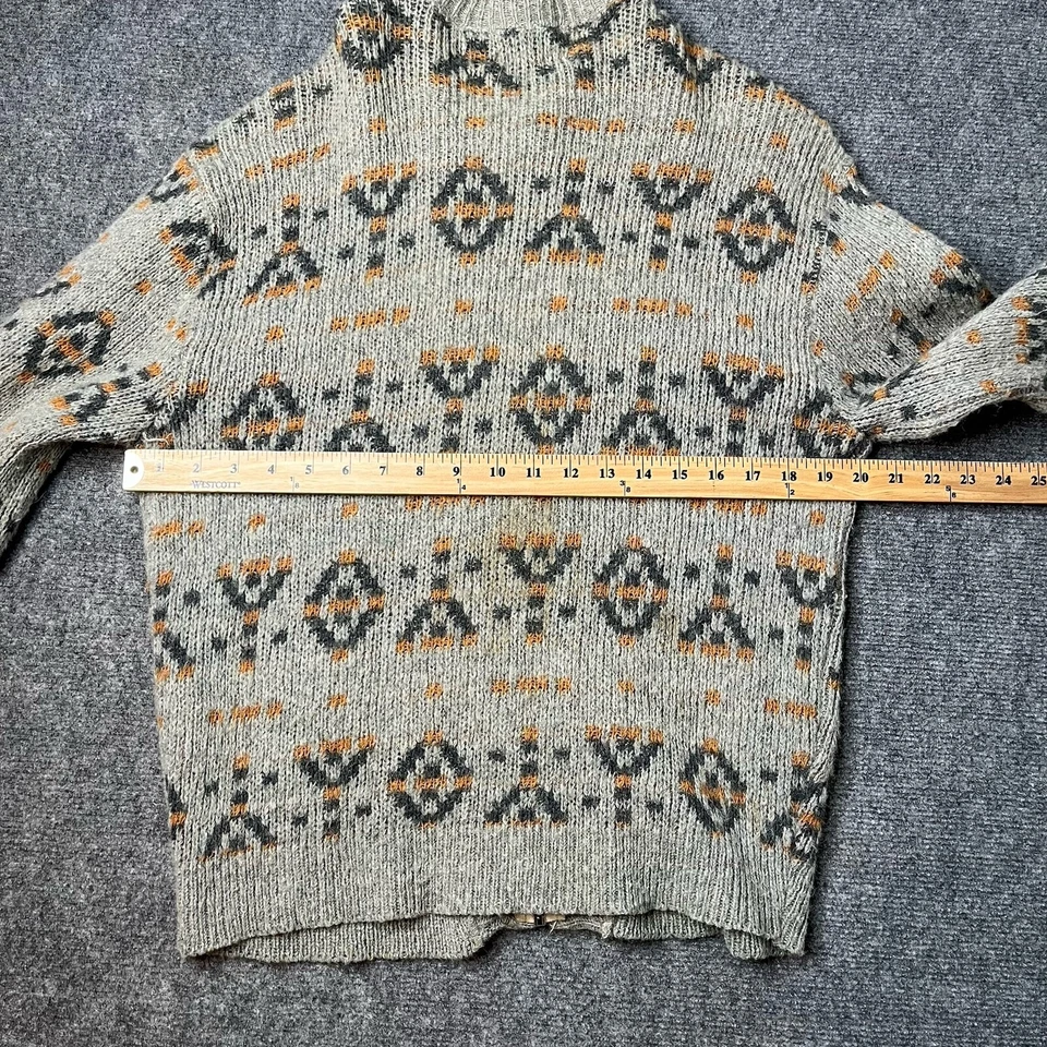 Винтажный 1970-х Sears ягнят шерсти кардиган свитер мужской M геометрический пуговицы 70-х - Изображение 4 из 4
