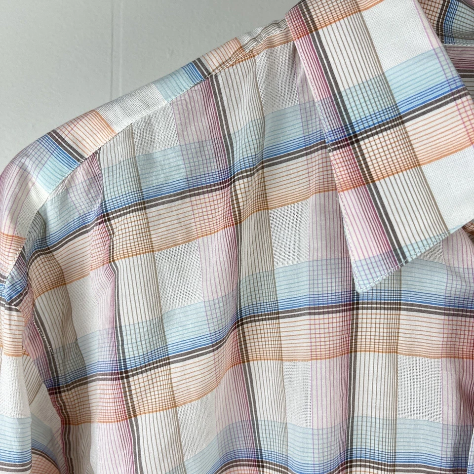 Hickey Freeman Multicolor Plaid Shirt Button Up Long Sleeve Mens Large - Image 3 of 4