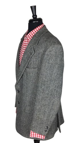 Harris Tweed Men Gray Herringbone Wool Sport Coat Blazer Jacket 42R - Picture 3 of 13
