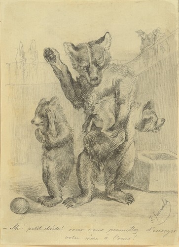 Jules Seewald (French Illustrator) "In the zoo", drawing, ca.1850 - Picture 2 of 2