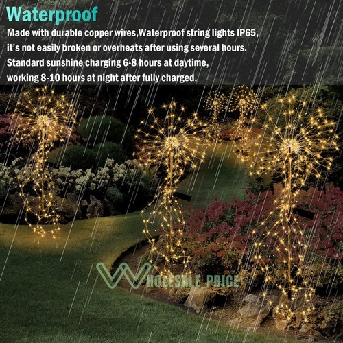 150 LED Solar Fire Flower Lights Outdoor Waterproof Path Lawn Garden Decor Lamp - Picture 56 of 58
