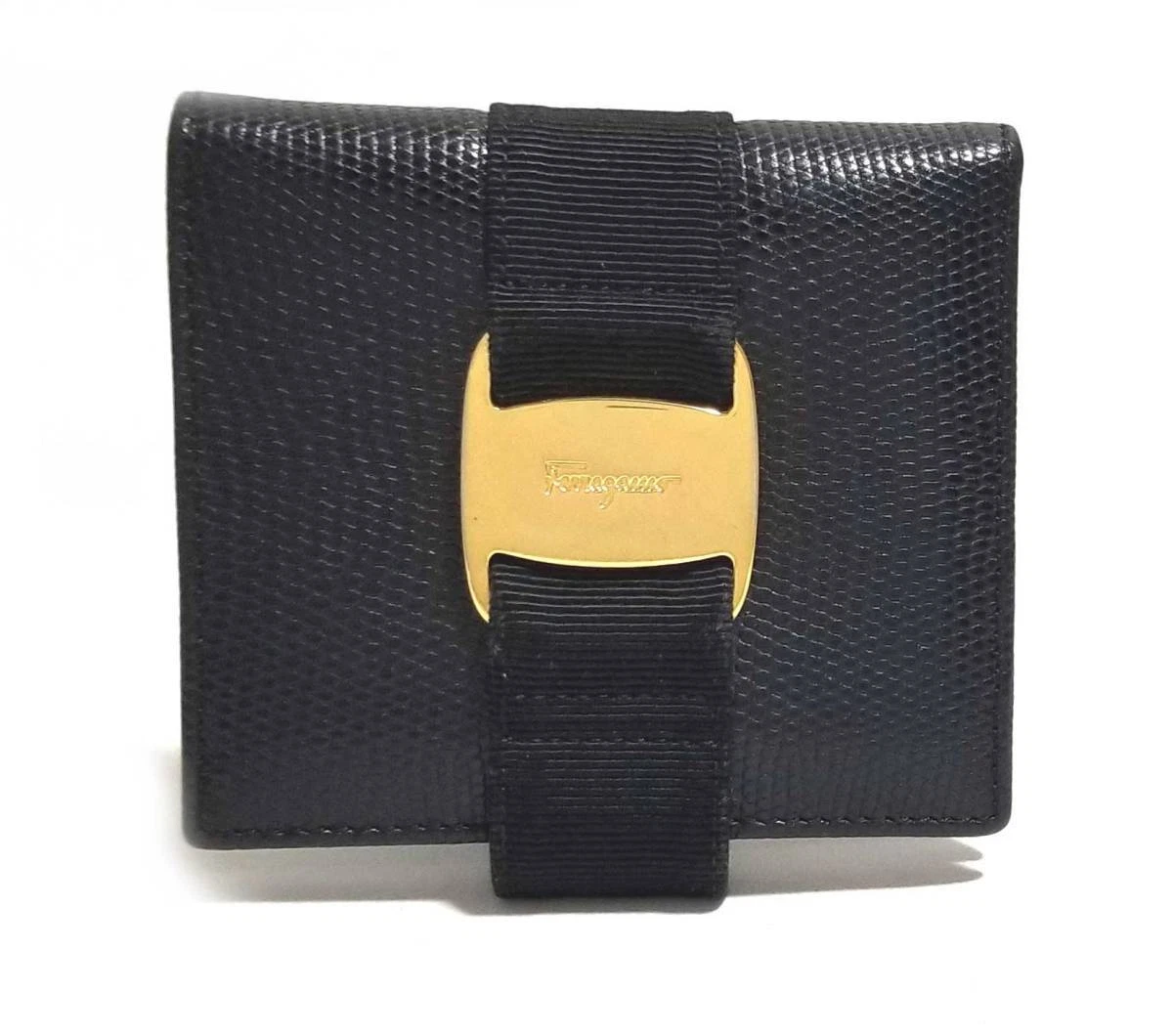 Authentic Salvatore ferragamo wallet Vara lizard type fold wallet