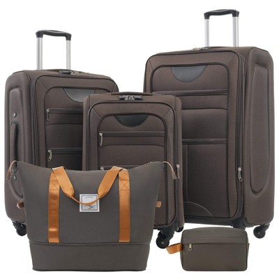 Softside Luggage Expandable 3 Piece Set Suitcase with Duffel Bag Upright Spinner