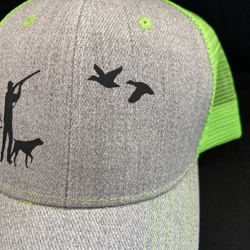 Duck Hunting Dog Snapback Hat Gray Safety Neon Green NEW - Image 4 of 4