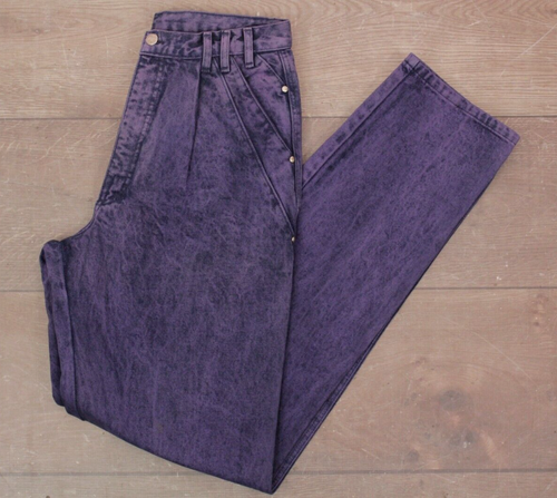 Vintage Damen 90er lila Säure Wash Roper Jeans Gr. 32 1990er hochtailliert barfuß - Bild 5 von 11