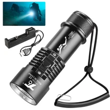 Super Bright Underwater LED Diving Flashlight Waterproof Rechargeable Scuba Lamp