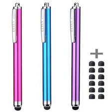 Stylus Pens for Touch Screens iPad iPhone Kindle 3 Pcs, Pink/Purple/AquaBlue