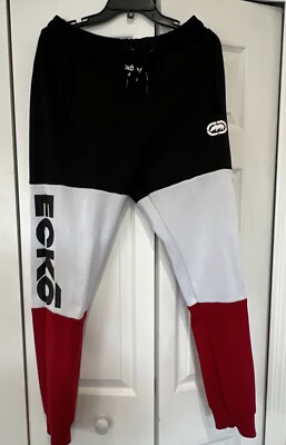 Ecko Unltd Graphic Rhino Sweatpants Logo Black White Red Size Medium NWOT